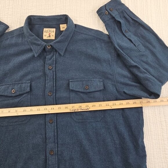 Red Head Brand Co. 2 Pocket Heavy Blue Flannel Shirt Men's 2XL Long Sleeve EUC - Picture 9 of 15